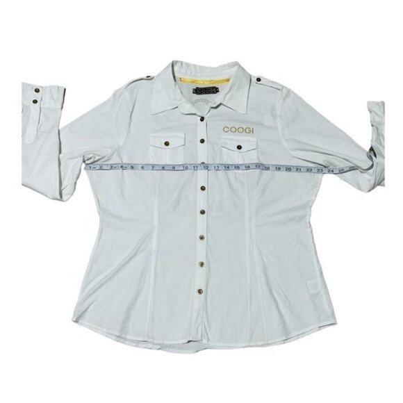 COOGI White Embellished Button Down Shirt Size 1X - Picture 6 of 12